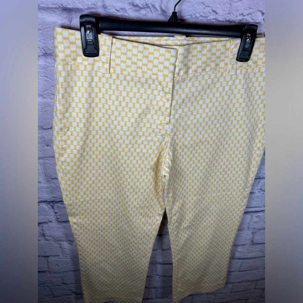 J. Crew Yellow White City‎ Fit Stretch Cropped Pant Womens size 6